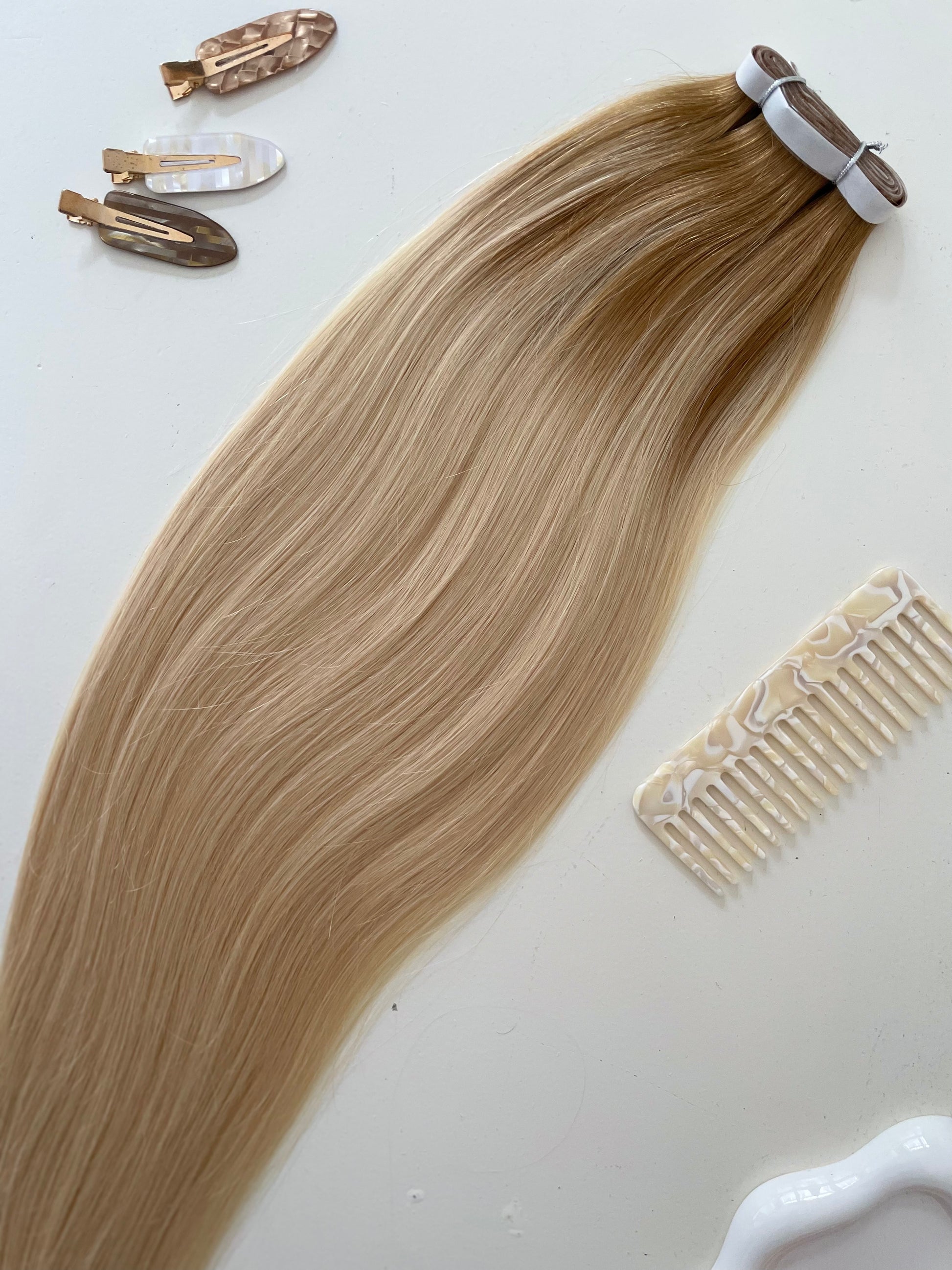 Golden Blond Remy Invisible Tape in Weft