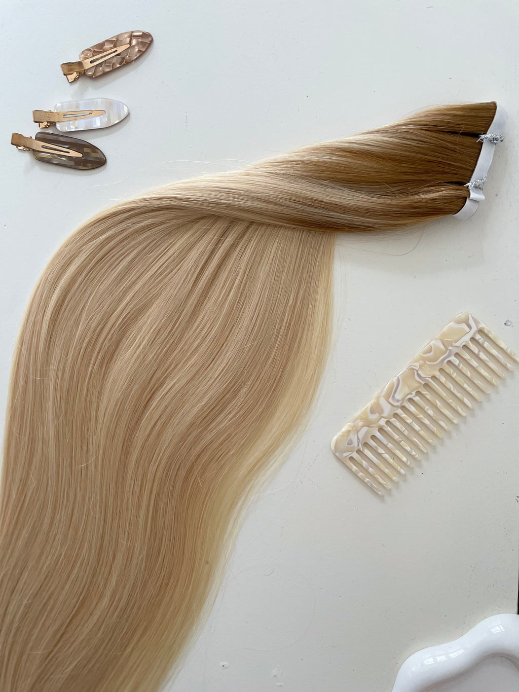 Golden Blond Remy Invisible Tape in Weft